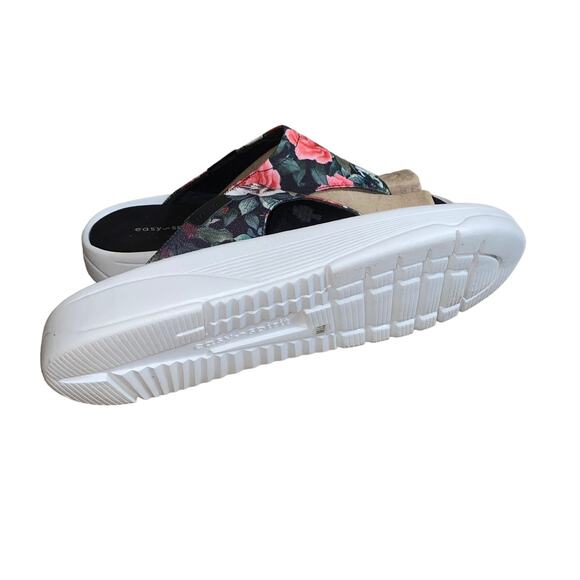 Easy Spirit Rift Black Floral Thong Slip on Platform sandal comfort 11W wide - Picture 11 of 13